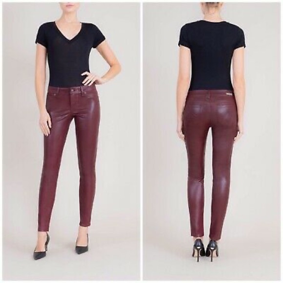 Level 99 Denim - Level 99 Liza Lux Wax Coat Burgundy Denim Jeans